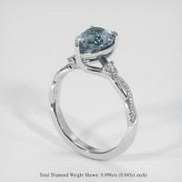 2.41 Ct. Greenish Blue Sapphire Ring, 14K White Gold 2