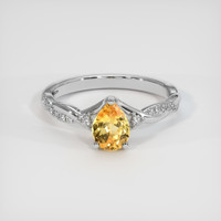 0.80 Ct. Orangish Yellow Sapphire Ring, 14K White Gold 1