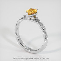 0.80 Ct. Orangish Yellow Sapphire Ring, 14K White Gold 2