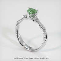 1.15 Ct. Green Sapphire Ring, 14K White Gold 2