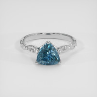 2.12 Ct. Greenish Blue Sapphire Ring, 14K White Gold 1