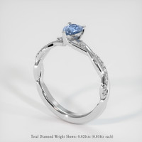 0.73 Ct. Blue Sapphire Ring, 18K White Gold 2