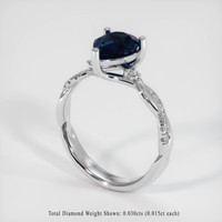 1.34 Ct. Blue Sapphire Ring, 18K White Gold 2