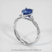 1.25 Ct. Blue Sapphire Ring, 18K White Gold 2