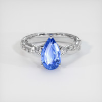 3.04 Ct. Blue Sapphire Ring, 18K White Gold 1