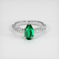 0.63 Ct. Emerald Ring, 18K White Gold 1