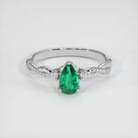0.70 Ct. Emerald Ring, 18K White Gold 1