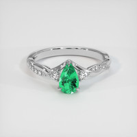 0.75 Ct. Emerald Ring, 18K White Gold 1