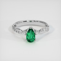 0.73 Ct. Emerald Ring, 18K White Gold 1