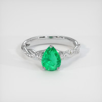 0.82 Ct. Emerald Ring, 18K White Gold 1