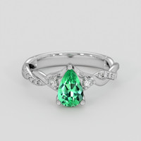 0.67 Ct. Emerald Ring, 18K White Gold 1