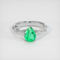 0.86 Ct. Emerald Ring, 18K White Gold 1