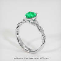 0.86 Ct. Emerald Ring, 18K White Gold 2