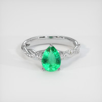 1.01 Ct. Emerald Ring, 18K White Gold 1