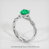 1.01 Ct. Emerald Ring, 18K White Gold 2