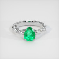 1.01 Ct. Emerald Ring, 18K White Gold 1