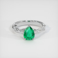 0.81 Ct. Emerald Ring, 18K White Gold 1