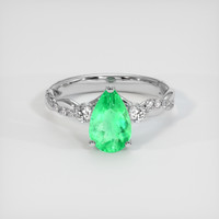 1.35 Ct. Emerald Ring, 18K White Gold 1