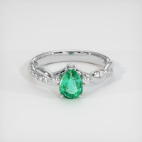 0.84 Ct. Emerald Ring, 18K White Gold 1
