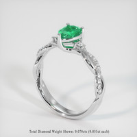 0.84 Ct. Emerald Ring, 18K White Gold 2