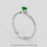0.13 Ct. Emerald Ring, 18K White Gold 2