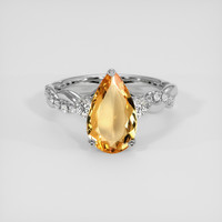 1.74 Ct. Pinkish Orange Imperial Topaz Ring, 18K White Gold 1