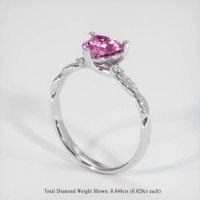 1.09 Ct. Pink Sapphire Ring, 18K White Gold 2