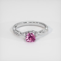 0.68 Ct. Pink Sapphire Ring, 18K White Gold 1