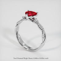 0.81 Ct. Ruby Ring, 18K White Gold 2