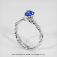 0.85 Ct. Blue Sapphire Ring, 18K White Gold 2