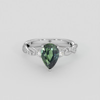 2.06 Ct. Green Sapphire Ring, 18K White Gold 1