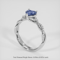 1.60 Ct. Blue Sapphire Ring, 18K White Gold 2