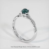 0.69 Ct. Greenish Blue Sapphire Ring, 18K White Gold 2