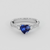 1.20 Ct. Blue Sapphire Ring, 18K White Gold 1