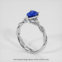 1.24 Ct. Blue Sapphire Ring, 18K White Gold 2