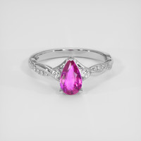 1.09 Ct. Purplish Pink Sapphire Ring, 18K White Gold 1