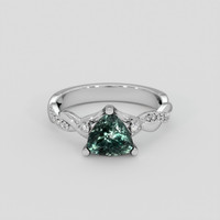 1.50 Ct. Bluish Green Sapphire Ring, 18K White Gold 1