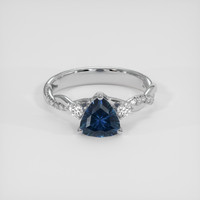 1.65 Ct. Greenish Blue Sapphire Ring, 18K White Gold 1
