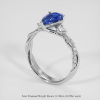 1.15 Ct. Blue Sapphire Ring, 18K White Gold 2