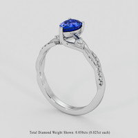 0.94 Ct. Blue Sapphire Ring, 18K White Gold 2