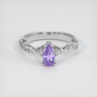 0.65 Ct. Purple Sapphire Ring, 18K White Gold 1