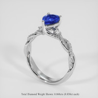 1.05 Ct. Blue Sapphire Ring, 18K White Gold 2
