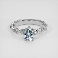 1.03 Ct. Greenish Blue Sapphire Ring, 18K White Gold 1