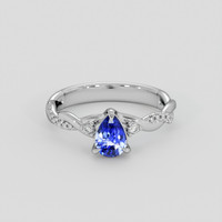 1.00 Ct. Blue Sapphire Ring, 18K White Gold 1