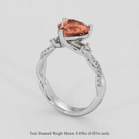 2.12 Ct. Padparadscha Sapphire Ring, 18K White Gold 2