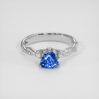 0.90 Ct. Blue Sapphire Ring, 18K White Gold 1