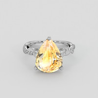 5.56 Ct. Peach Sapphire Ring, 18K White Gold 1