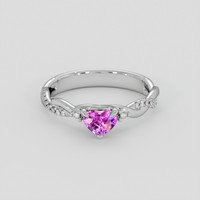 1.18 Ct. Purplish Pink Sapphire Ring, 18K White Gold 1
