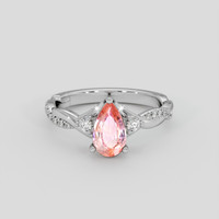 1.52 Ct. Padparadscha Sapphire Ring, 18K White Gold 1