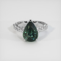 3.27 Ct. Bluish Green Sapphire Ring, 18K White Gold 1